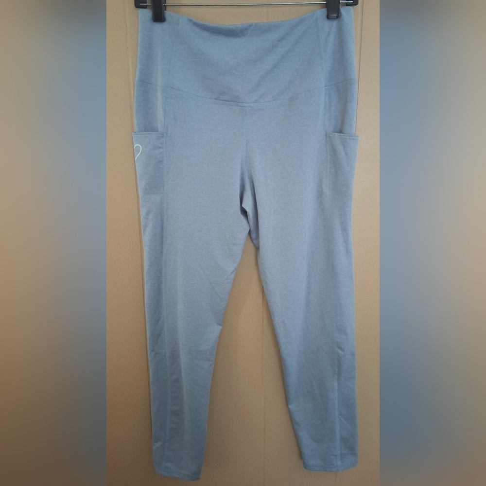 Light Blue Athletic Leggings Side Pockets Cropped M San Francisco City Lights